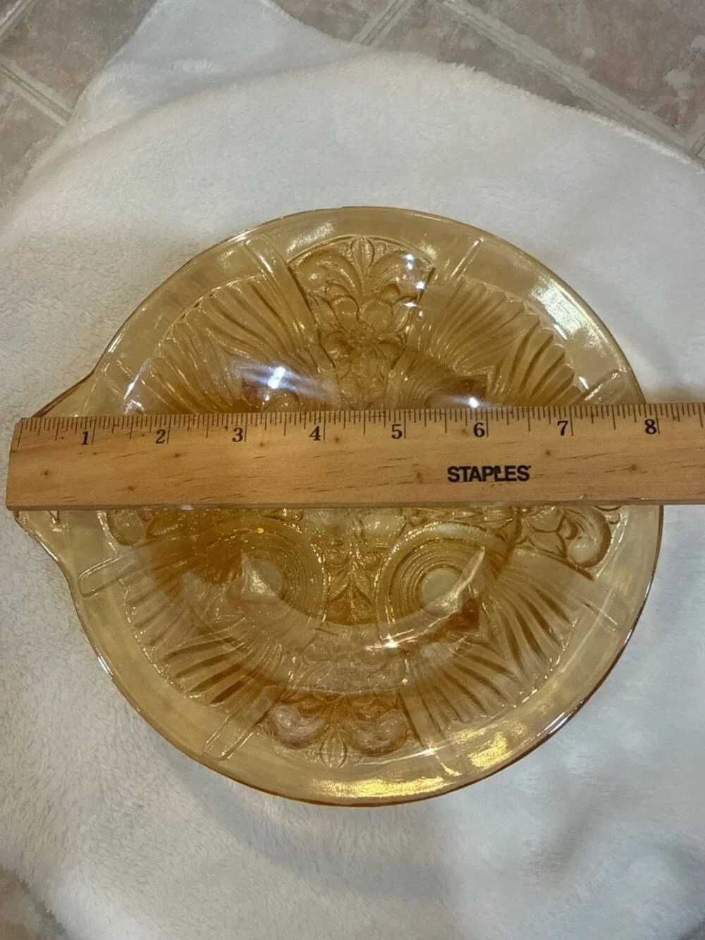 vintage Indiana Glass Killarney Marigold Carnival Glass Divided Relish Dish